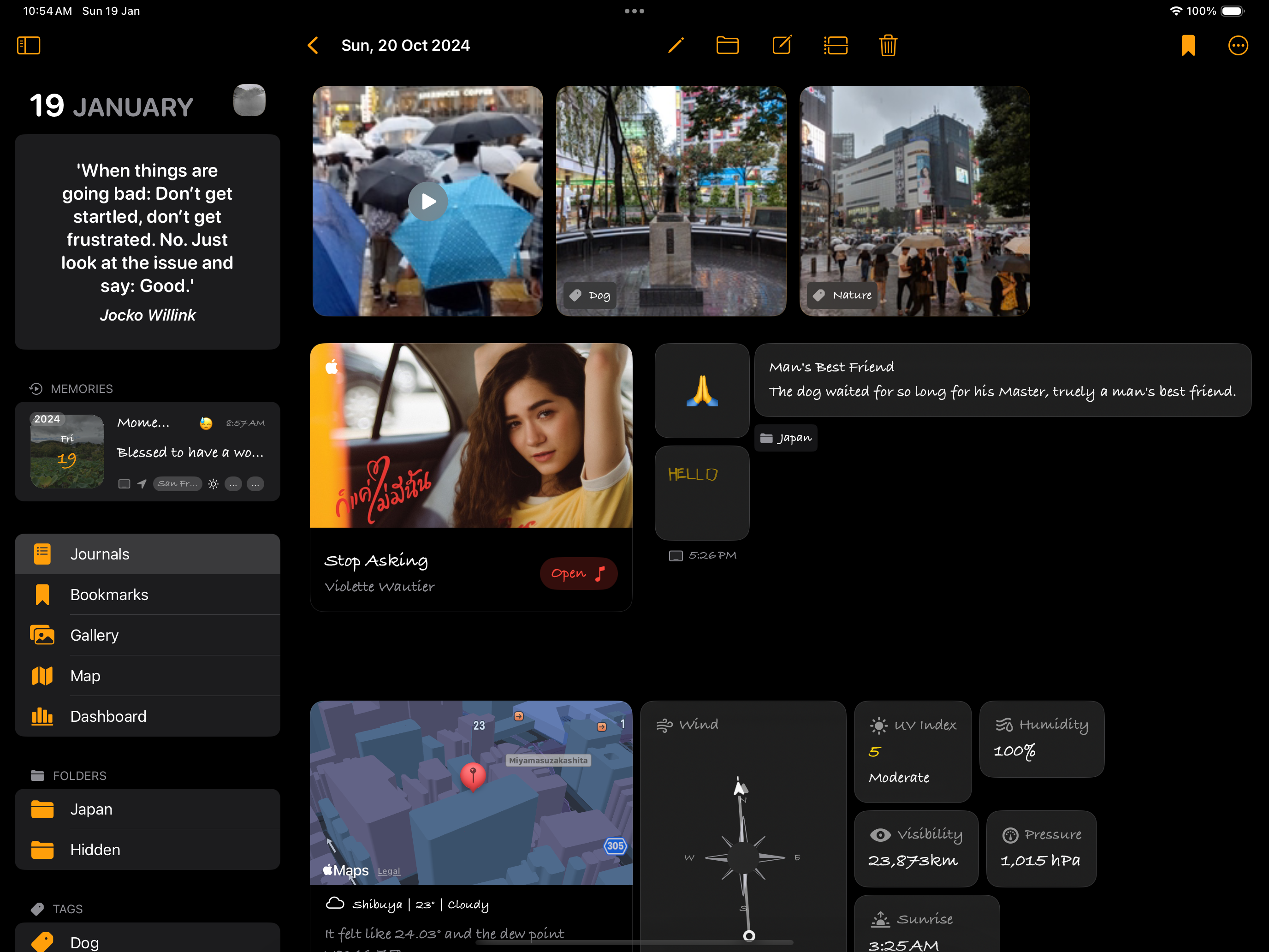 Preview of Journal 4U iPadOS app.